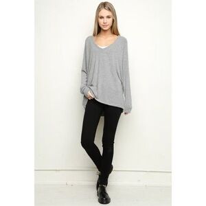 Brandy Melville Bobbie Knit Grey Sweater Top